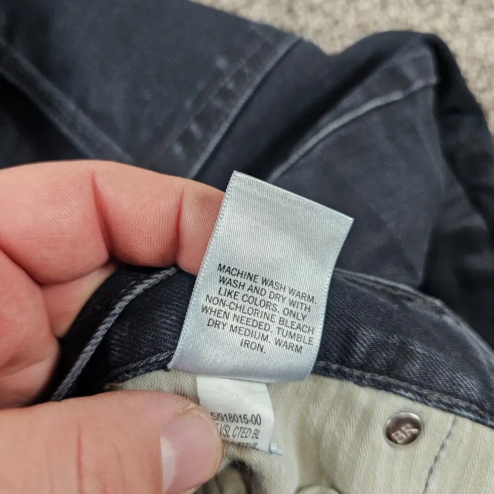 Banana Republic Jeans Mens 35x33 Black Vintage Straight Distressed Whiskering